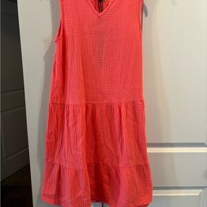 CHARLIE B Coral Pink Sleeveless Tiered Dress/cover up